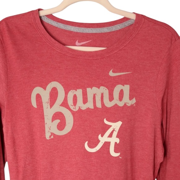 NIKE Mens Slim Fit L Maroon Red Collegiate Graphic Shirt Long Sleeve "BAMA"‎ - Picture 3 of 5